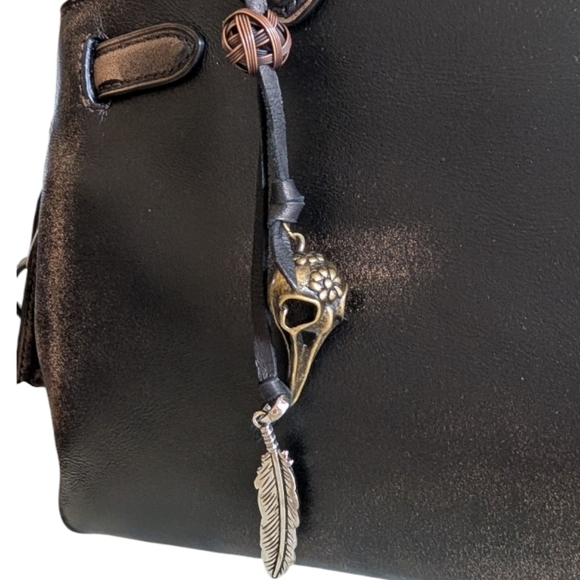 Handmade Leather Mixed Metal Charm - Picture 3 of 4